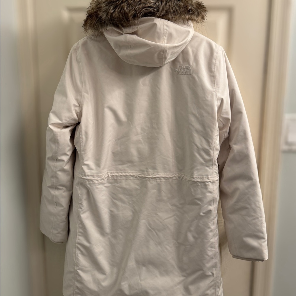 SALE The North Face Arctic Parka Cream White Fur Hood Women's Large - Picture 6 of 9